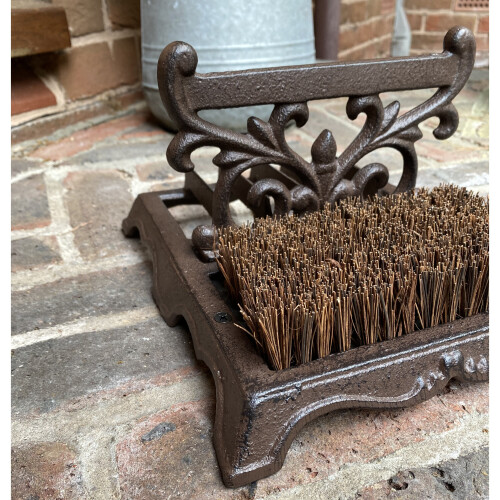 Selections Victorian Style Cast Iron Ornate Boot Scraper And Brush 2