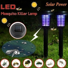 2Pcs Solar Powered LED Light Mosquito Pest Bug Zapper Insect Killer Outdoor Garden Trap Lamp