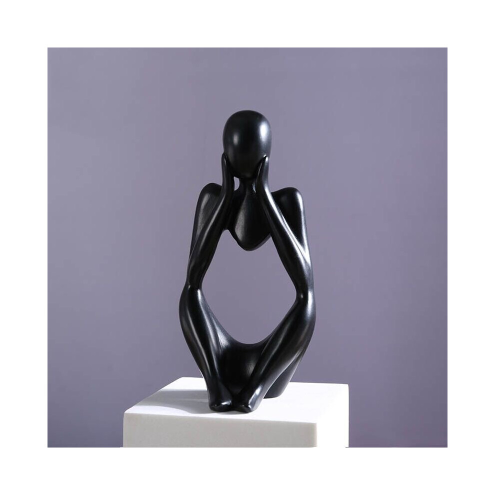 (Black ) Thinker Desktop Sculpture Resin Statue Figurines Office Ornament