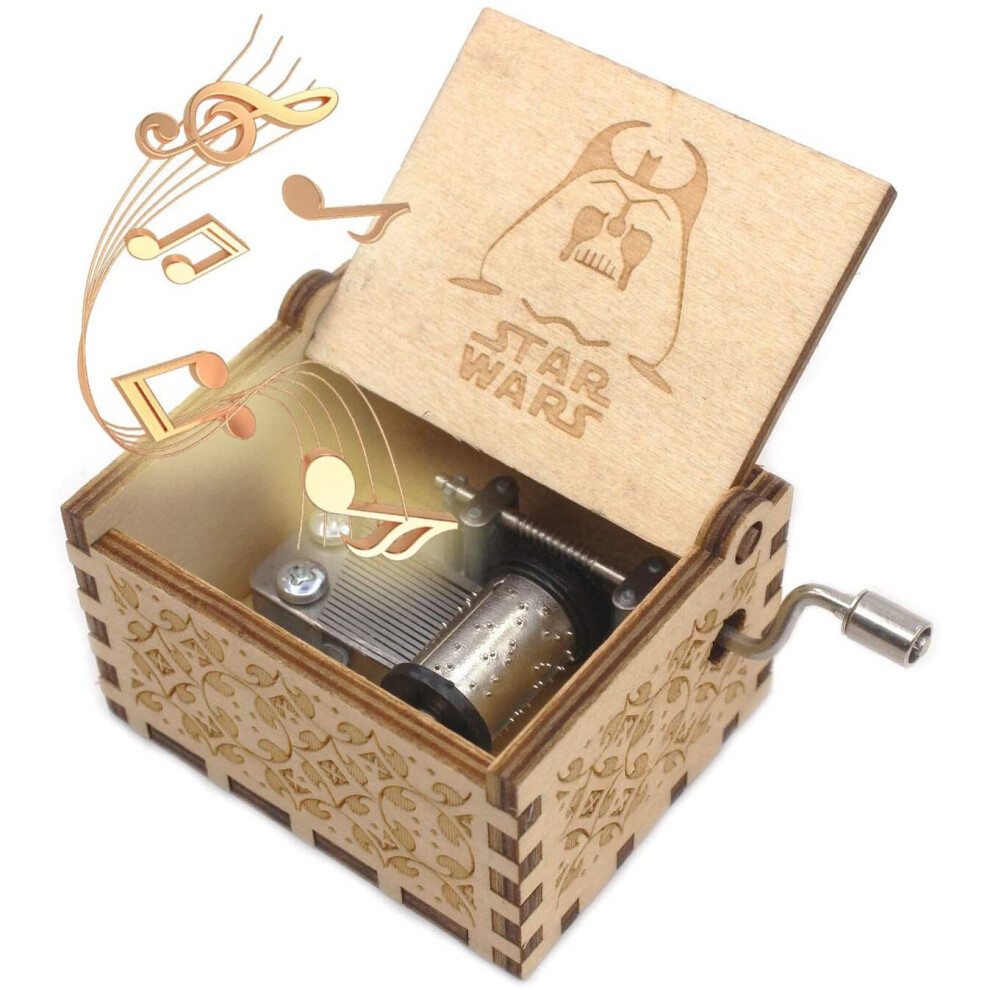 Vintage Star Wars Theme Wooden Music Box Musical Toys