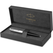Parker 51 Ballpoint Pen | Black Barrel with Chrome Trim | Medium Point with Black Ink Refill | Gift Box