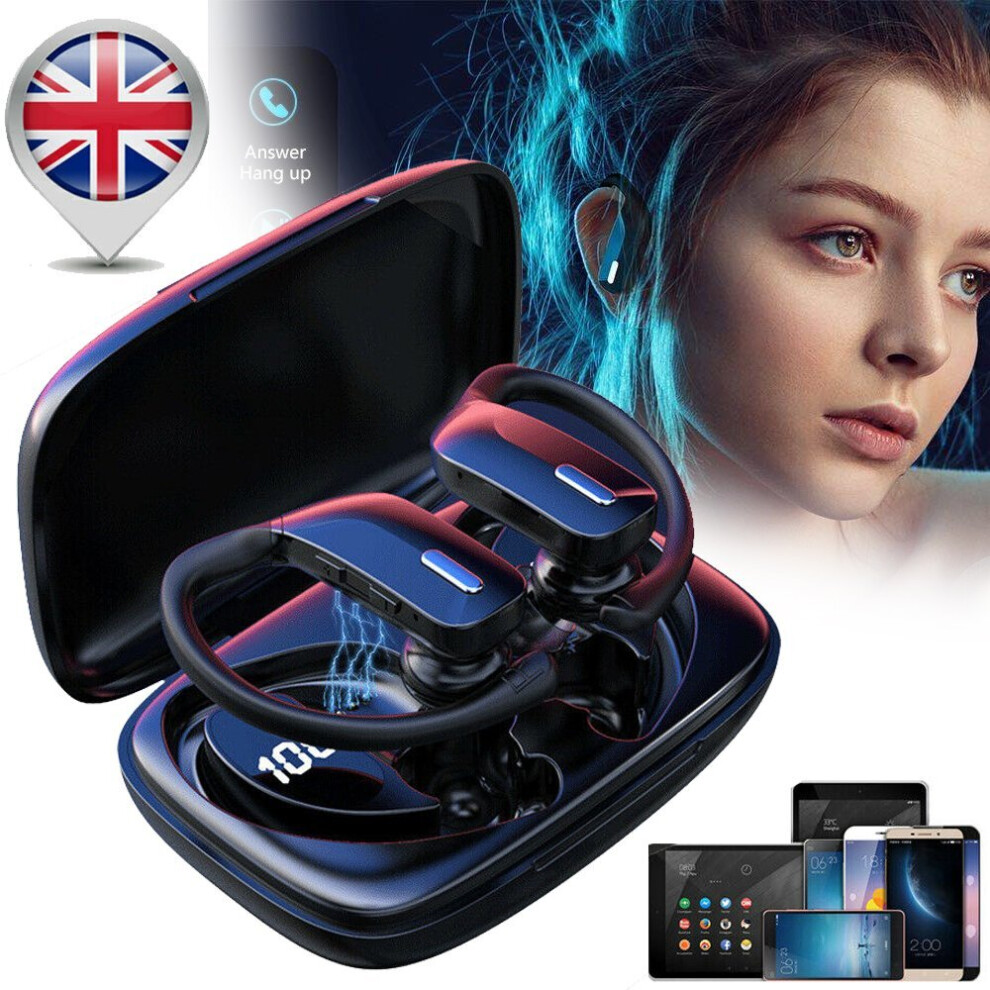 Wireless Bluetooth Earphones Headphones Sport Gym Earbuds Sweatproof Black 9183850343273