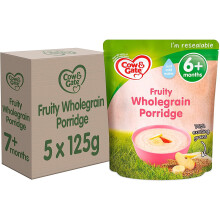 Cow & Gate Fruity Wholegrain Porridge Baby Food Cereal, 6+ Months, 125 g, Pack of 5