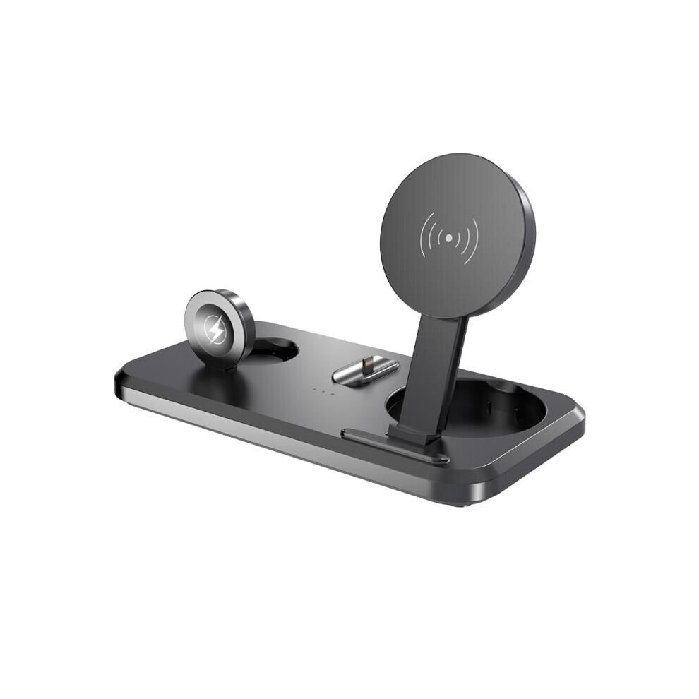 (Gray) Foldable 3 in 1 15W Magsafe Magnetic Wireless Charger Pad For iPhone Apple Watch