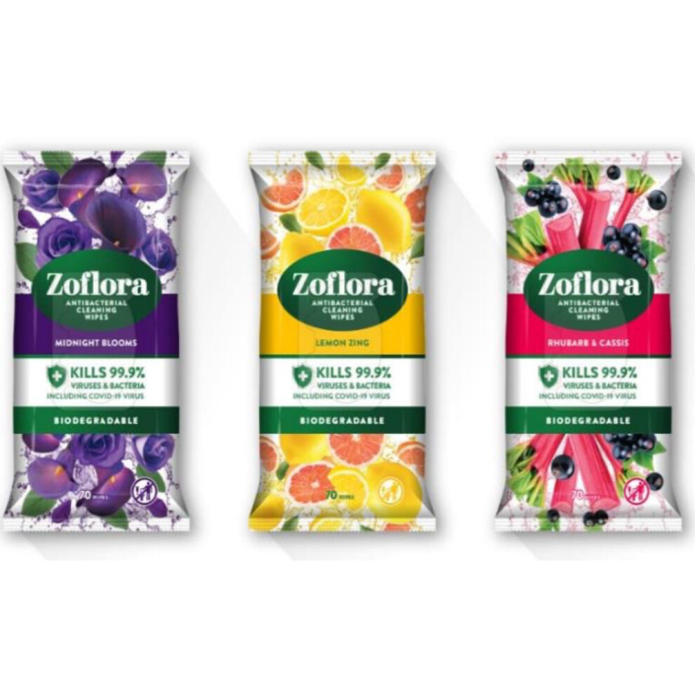 (Lemon Zing) Zoflora Home Cleaning Surface Disinfectant Antibacterial Wipes 70's