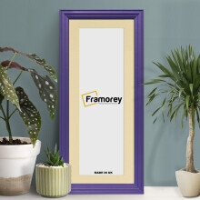 (Purple With Ivory Mount, 28x12" Pic (32x16" Frame)) Panoramic Size Purple Picture Frame / LW Style Wall Art Frame / Modern Photo Frames With Multicolored Mount