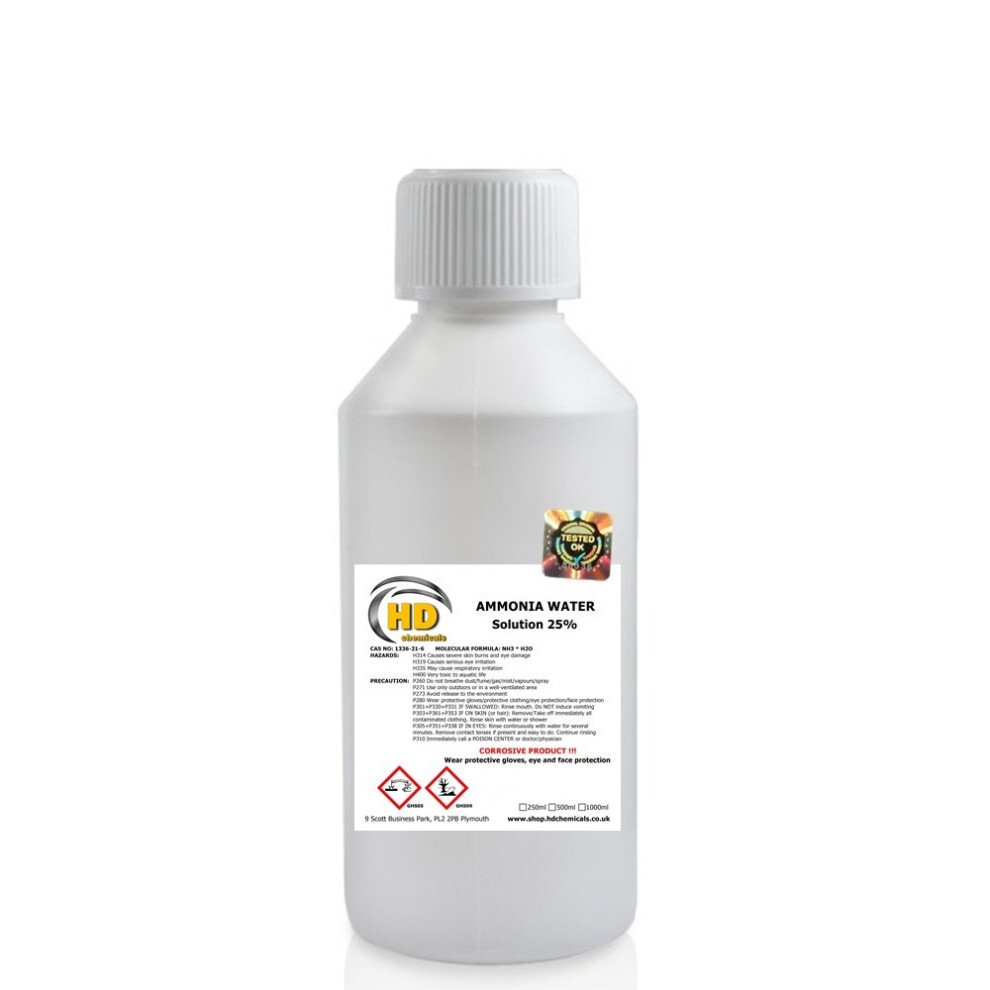 Ammonia solution 25% cleaner degreaser 250ml