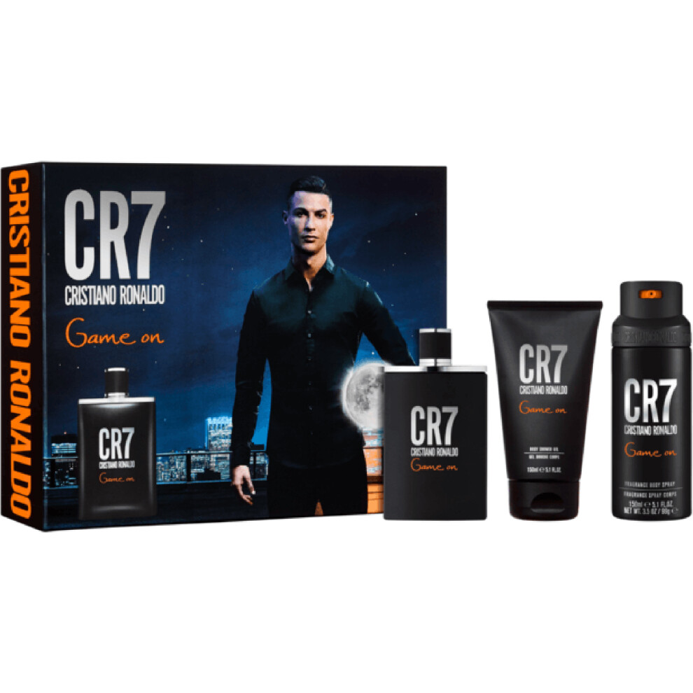 Cristiano Ronaldo CR7 Game On Gift Set 100ml EDT Spray + 150ml Shower Gel + 150ml Body Spray