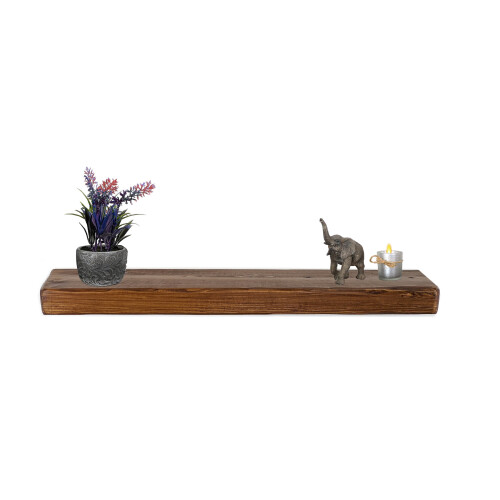 (Medium Oak, 50cm) Wooden Antique Style Floating Shelf Handmade Vintage