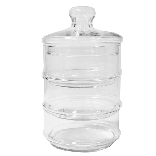 22cm 3-Tier Round Clear Glass Stackable Storage Jar for Kitchen