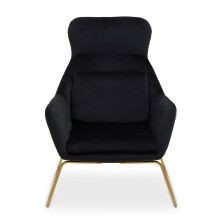 Sturdy Black Velvet Armchair, Easy Care Velvet Accent Armchair, Indoor Dining with Velvet Bedroom chair