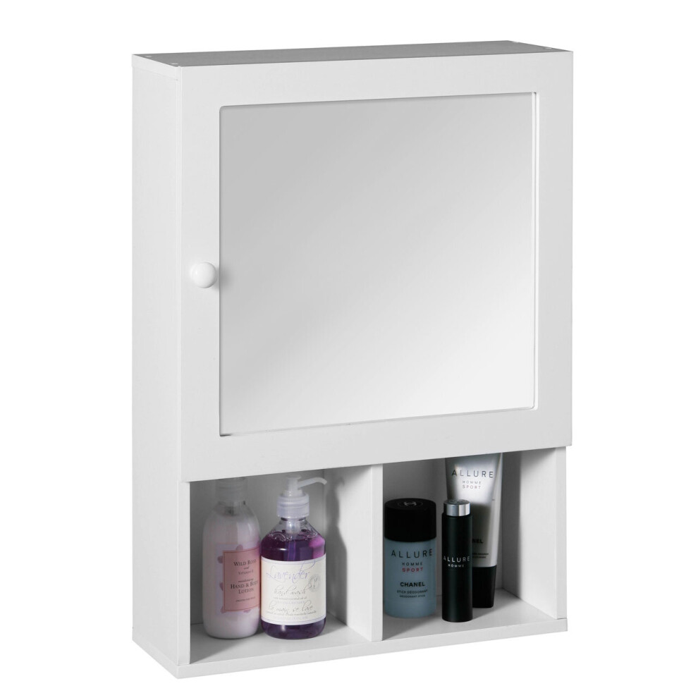 Premier Housewares White Wood Mirrored Cabinet