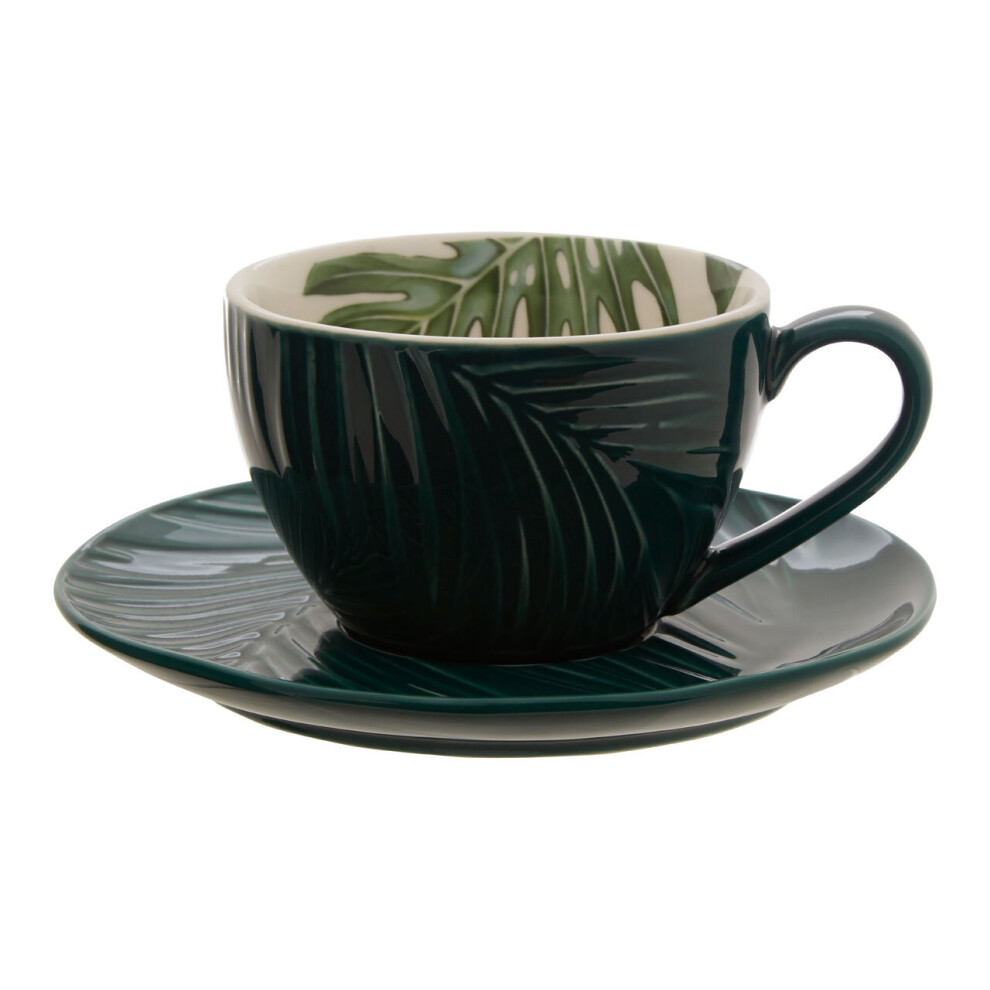 Premier Housewares Bali Dark Green Cup and Saucer