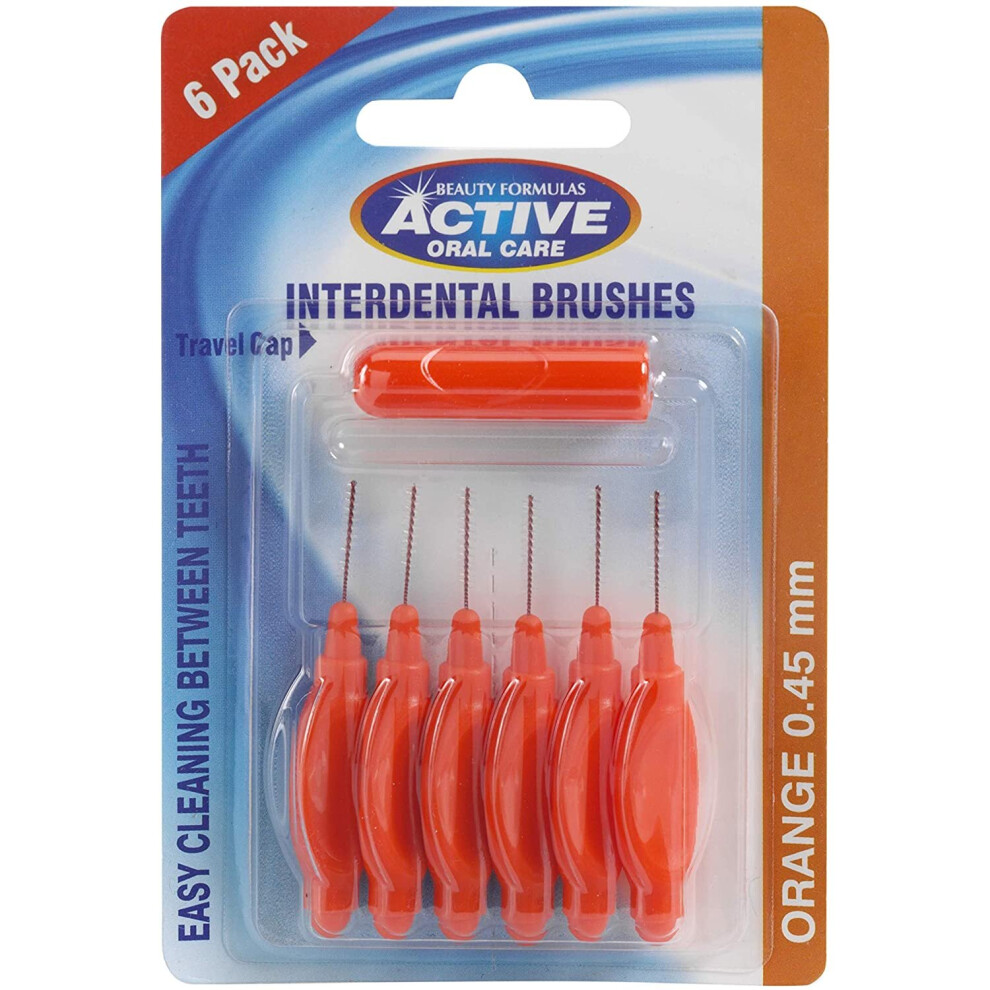 Beauty Formulas Interdental Brush with Travel Cap, 0.45 mm