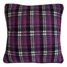 Purple Check Throw Cushion, Polyester Décor Cushion for Relaxing, Washable Cushion for Sofa, Bed, Chair