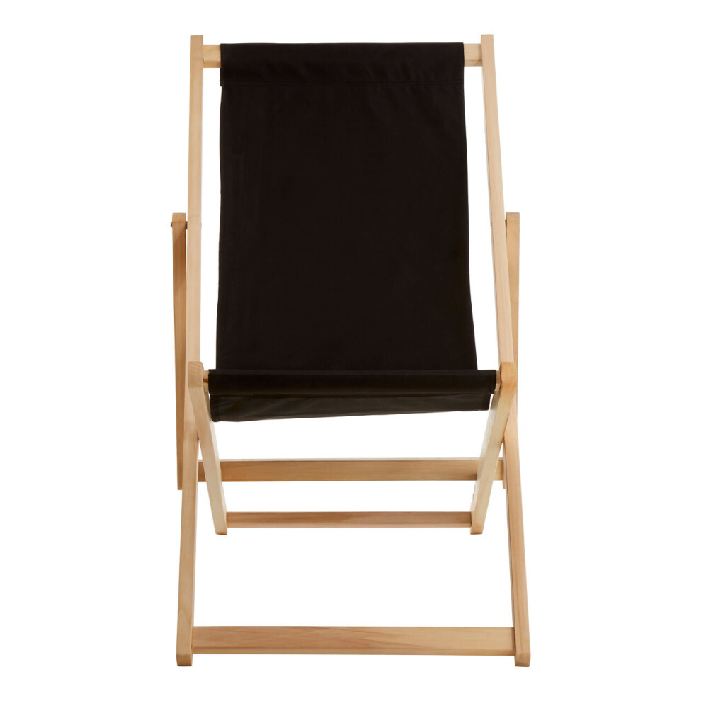 Premier Housewares Adjustable Deck Chair, Sling Design Lawn Chair, Ethically Sourced Deck Chair, Stylish Garden Chair Black