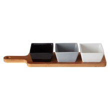 Stylish Serving Board With Square Dishes, Eco Friendly Serving Board For Kitchen, Versatile Serving Tray