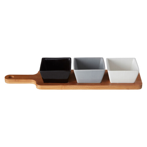 Premier Housewares Stylish Serving Board With Square Dishes, Eco Friendly Serving Board For Kitchen, Versatile Serving Tray