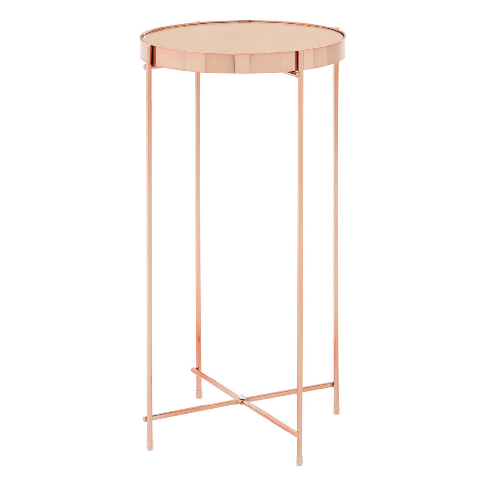Premier Housewares Allure Pink Mirror Tall Side Table