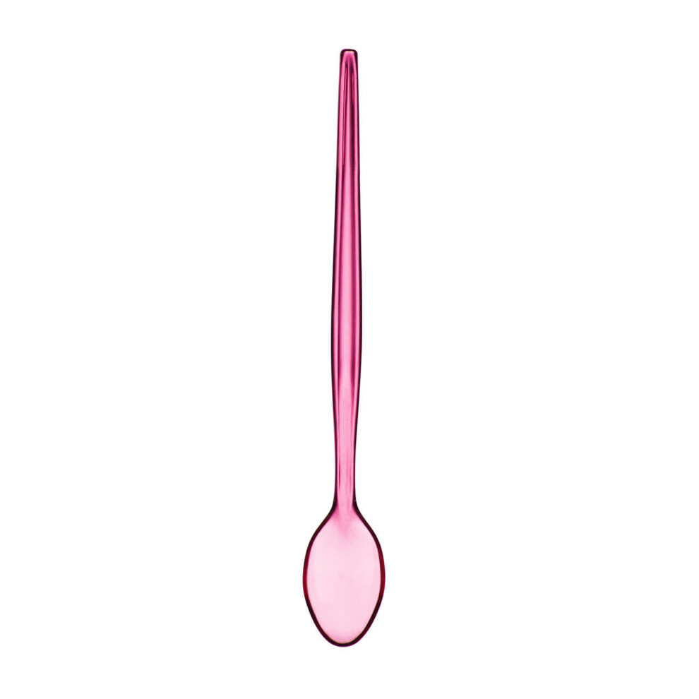 Durable Set Of Six Pink Plastic Sundae Spoons, Lightweight Sundae Spoon, Portable Dessert Spoon Set