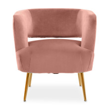 Pink Velvet Chair with Gold Finish Metal Legs, Backrest Dining Chair, Easy to Clean Armchair