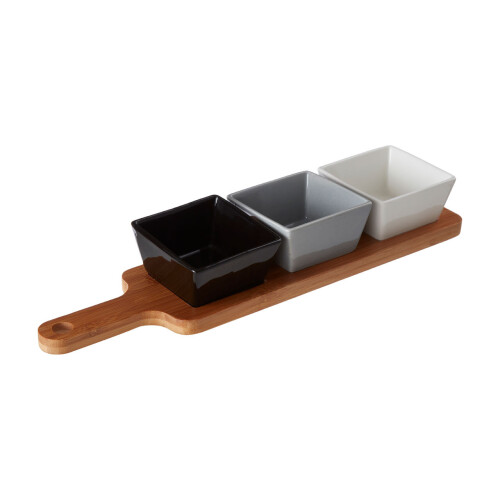 Premier Housewares Stylish Serving Board With Square Dishes, Eco Friendly Serving Board For Kitchen, Versatile Serving Tray 1
