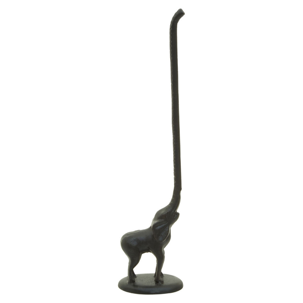 Premier Housewares Fauna Black Elephant Toilet Roll Holder with tail