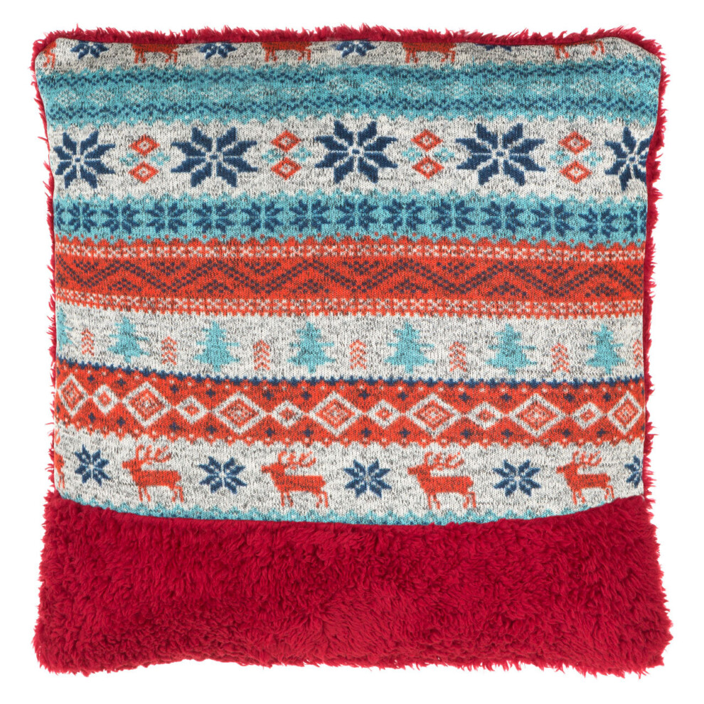 Premier Housewares Fairisle Throw Cushion, Polyester Décor Cushion For Relaxing, Washable Cushion For Sofa, Bed, Chair Red