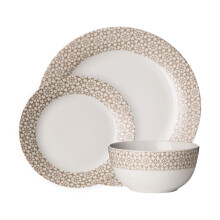 Stylish Casablanca 12 Piece Natural Dinner Set MOB, Durable Set For Dinner, Contemporary Design Crockery Set