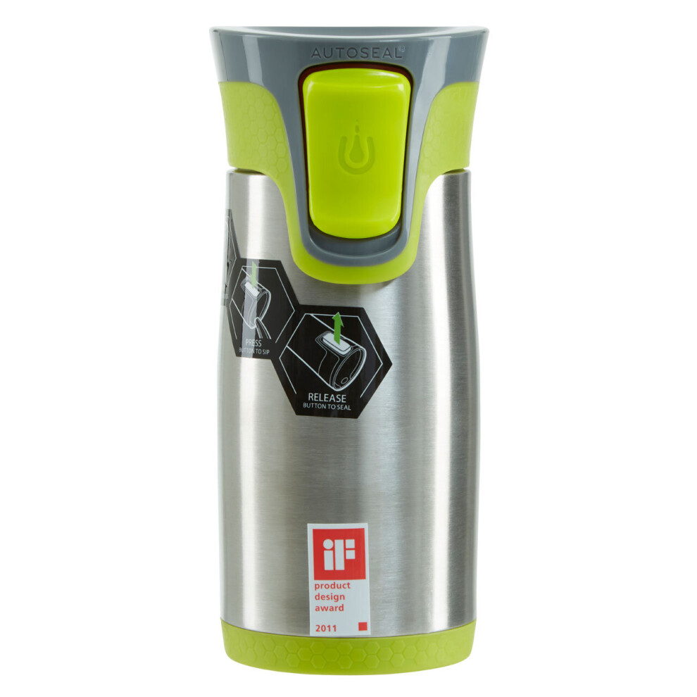 Premier Housewares Contigo Aria Grey and Green Autoseal Mug - 300ml