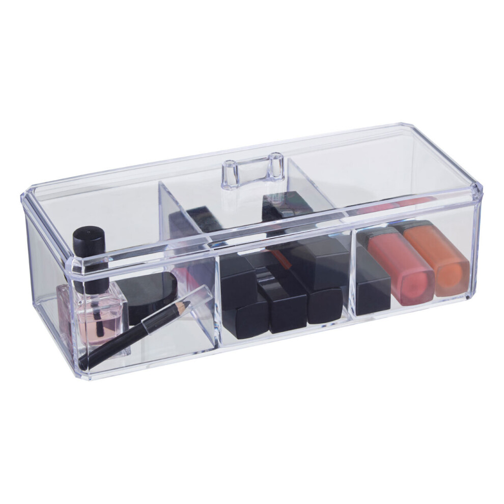 Premier Housewares 3 Compartment Cosmetics Organiser With Lid