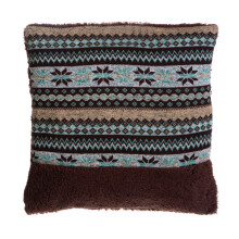 Fairisle Brown Throw Cushion, Polyester Décor Cushion for Relaxing, Washable Cushion for Sofa, Bed, Chair