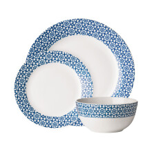 Durable Casablanca 12 Piece Blue Dinner Set MOB, Stylish Set For Dinner, Contemporary Design Crockery Set