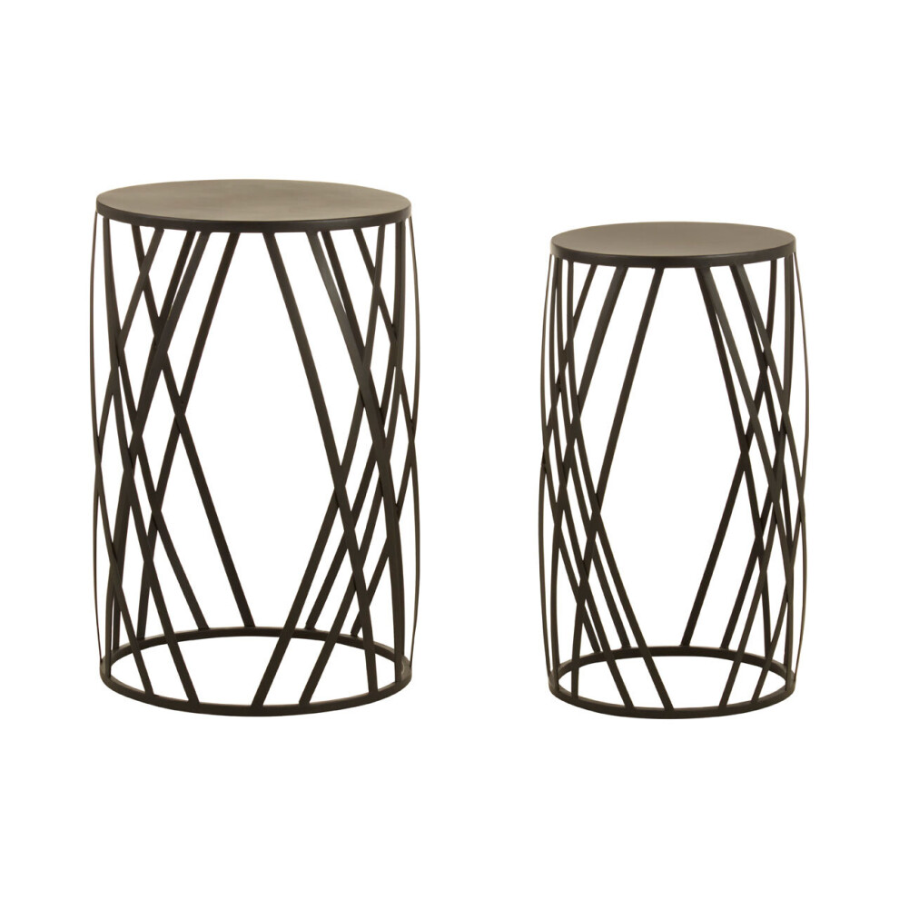 Avantis Set Of 2 Black Metal Round Side Tables