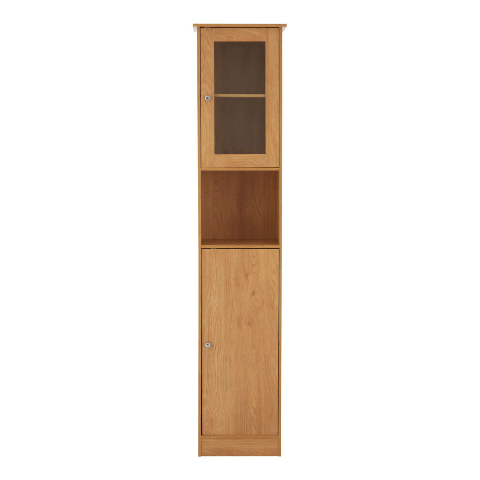 Premier Housewares Portland Tall Oak Veneer Cabinet