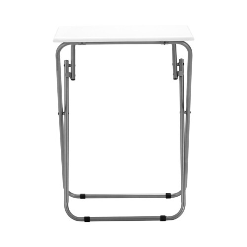 Premier Housewares Space Saving Folding Table With White Top, Stylish Side Tables For Living Room, Sturdy Coffee Table