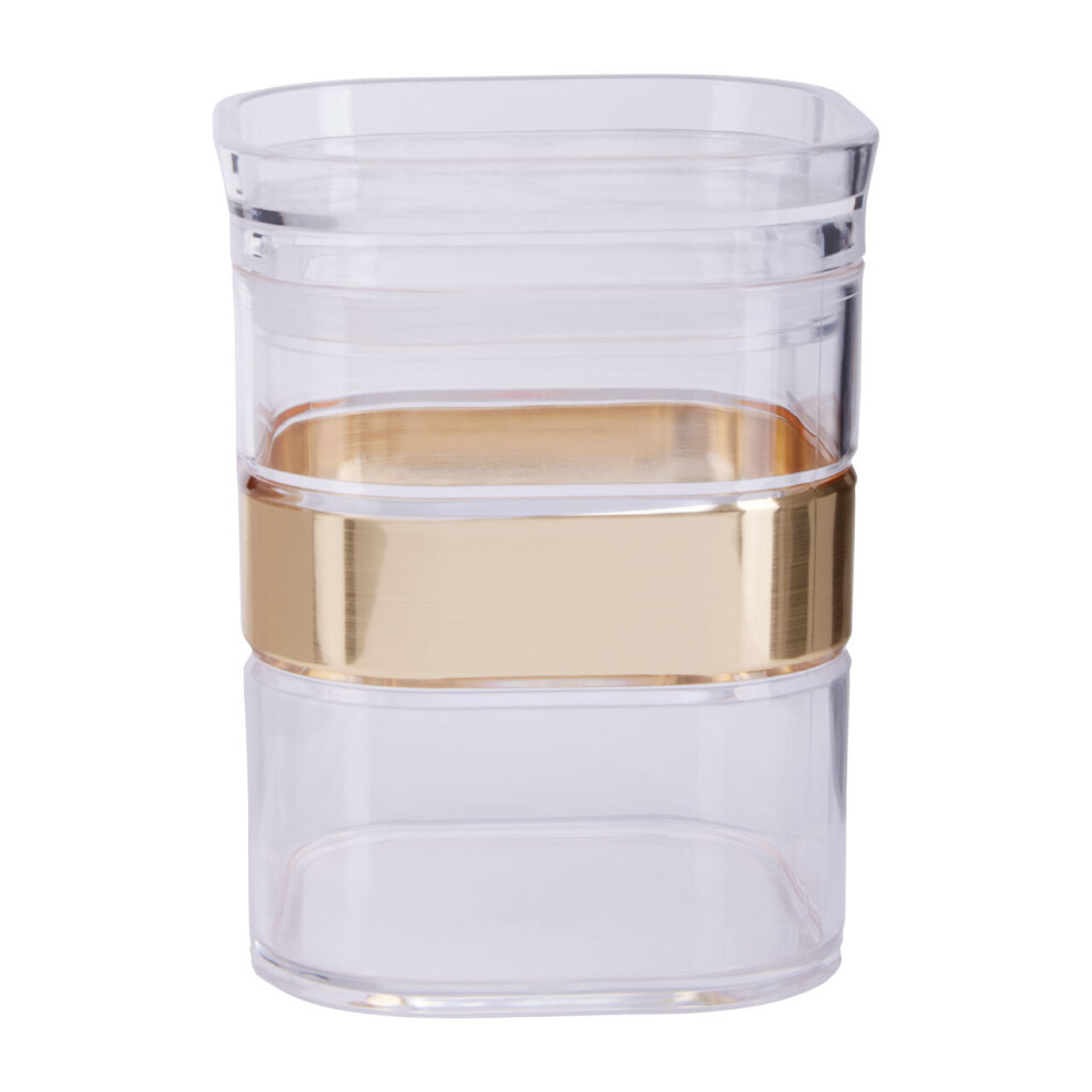 Premier Housewares Clear Kitchen Storage Jar With Airtight Lid, Tea Coffee & Sugar Canister, Square Kitchen Jar For Storage