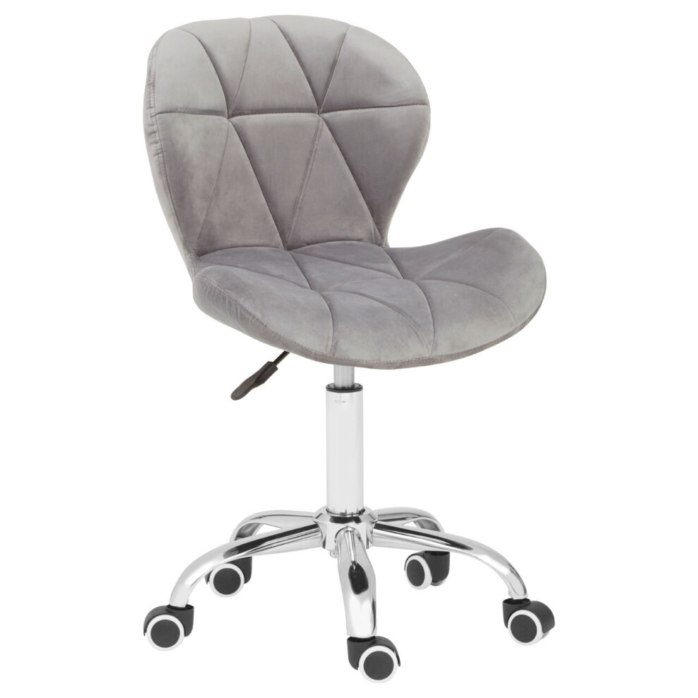 Premier Housewares Velvet Quilted Home Office Chair Grey