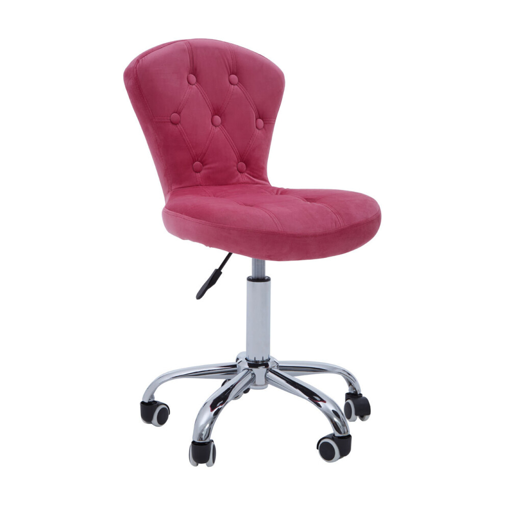 Premier Housewares Velvet Buttoned Home Office Chair Pink