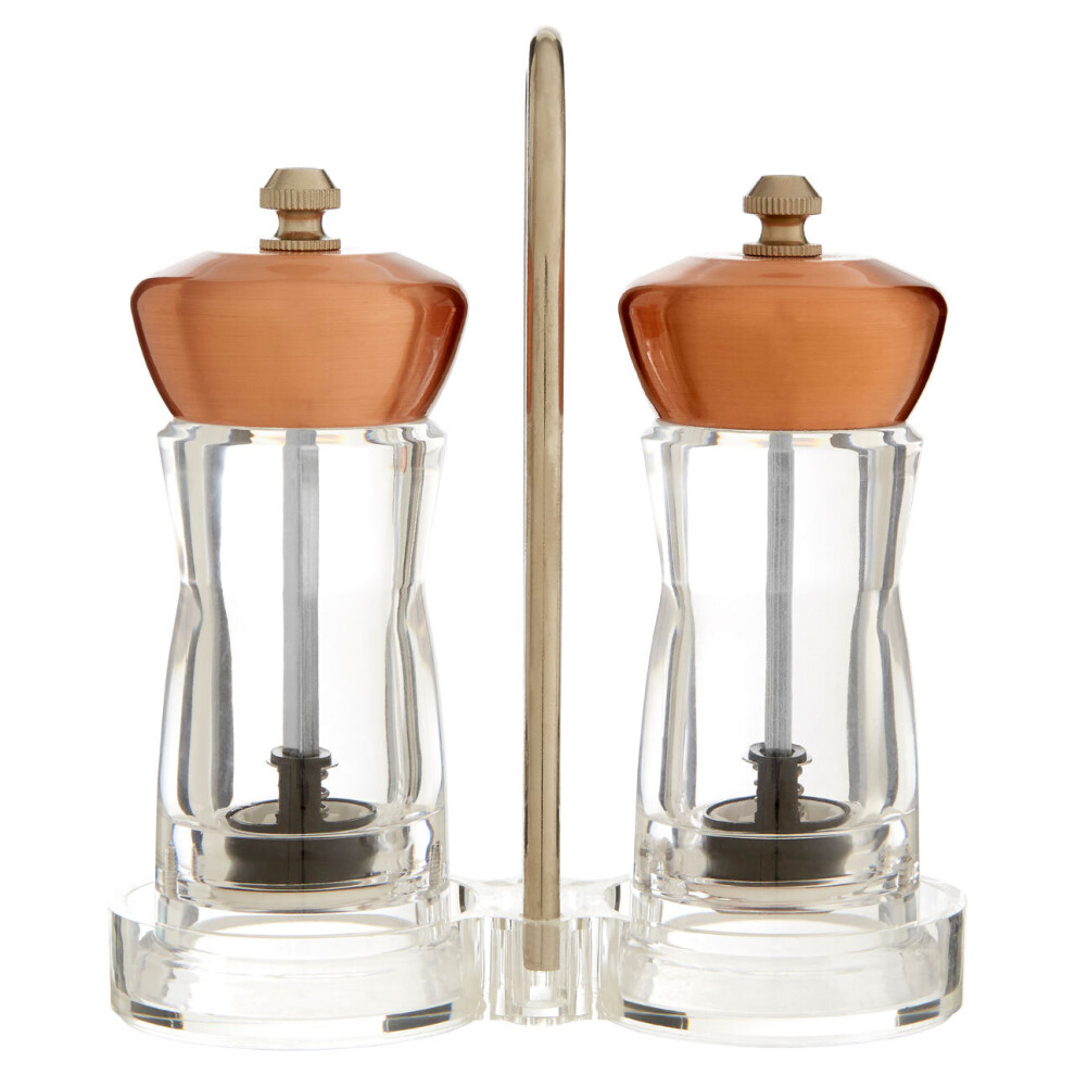 Premier Housewares Elegant Cody Salt And Pepper Mill Set On Stand, Functional Salt And Pepper Mill, Durable Grinder Set