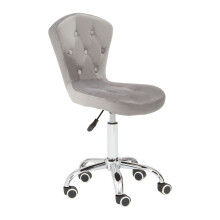Premier Housewares Grey Velvet Buttoned Home Office Chair