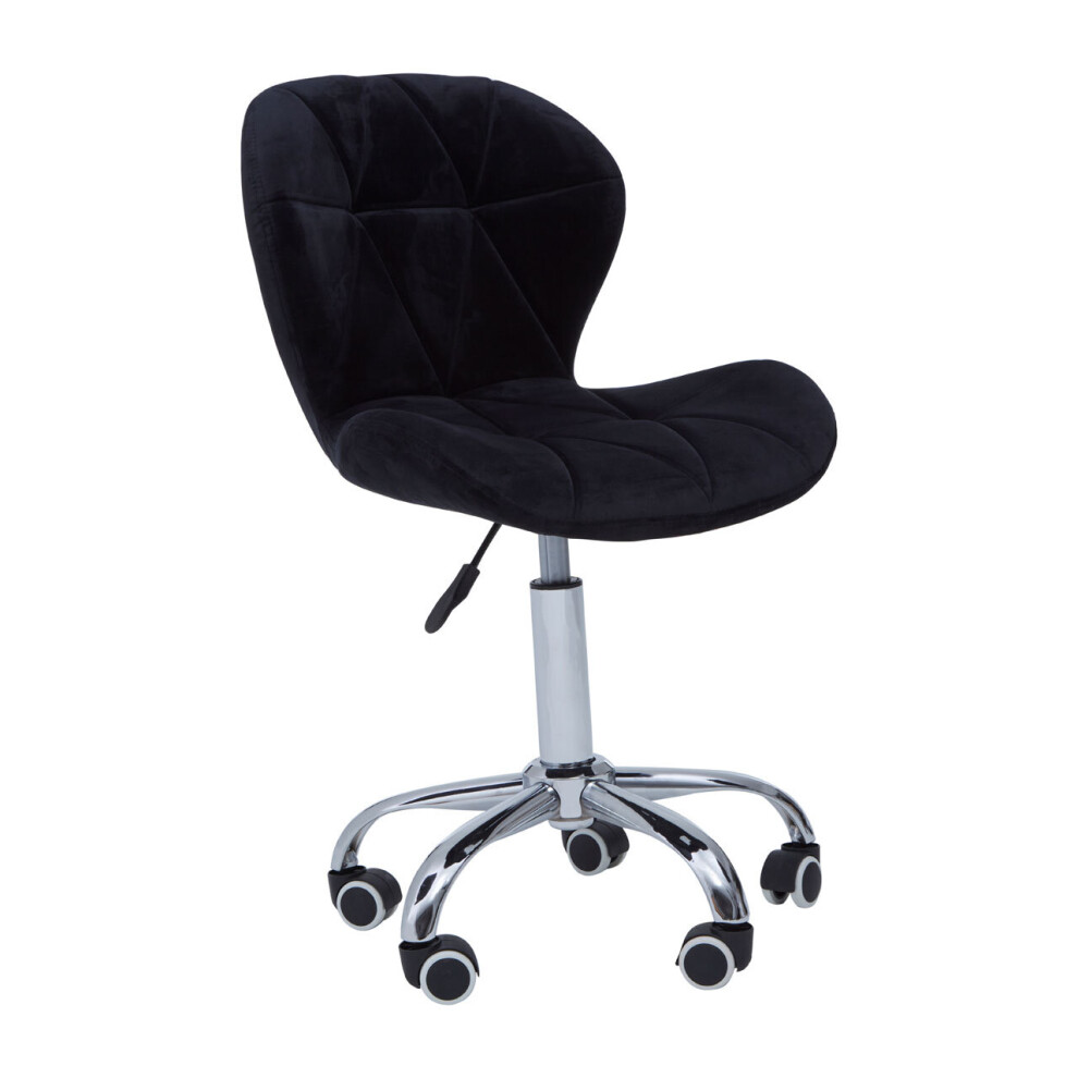 Premier Housewares Velvet Quilted Home Office Chair Black