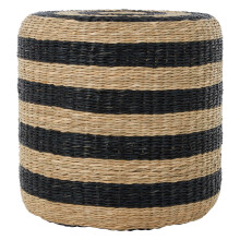 Stripe Seagrass Pouffe, Comfortable footrest seagrass pouffe,Easy to move woven stool, Versatile stool