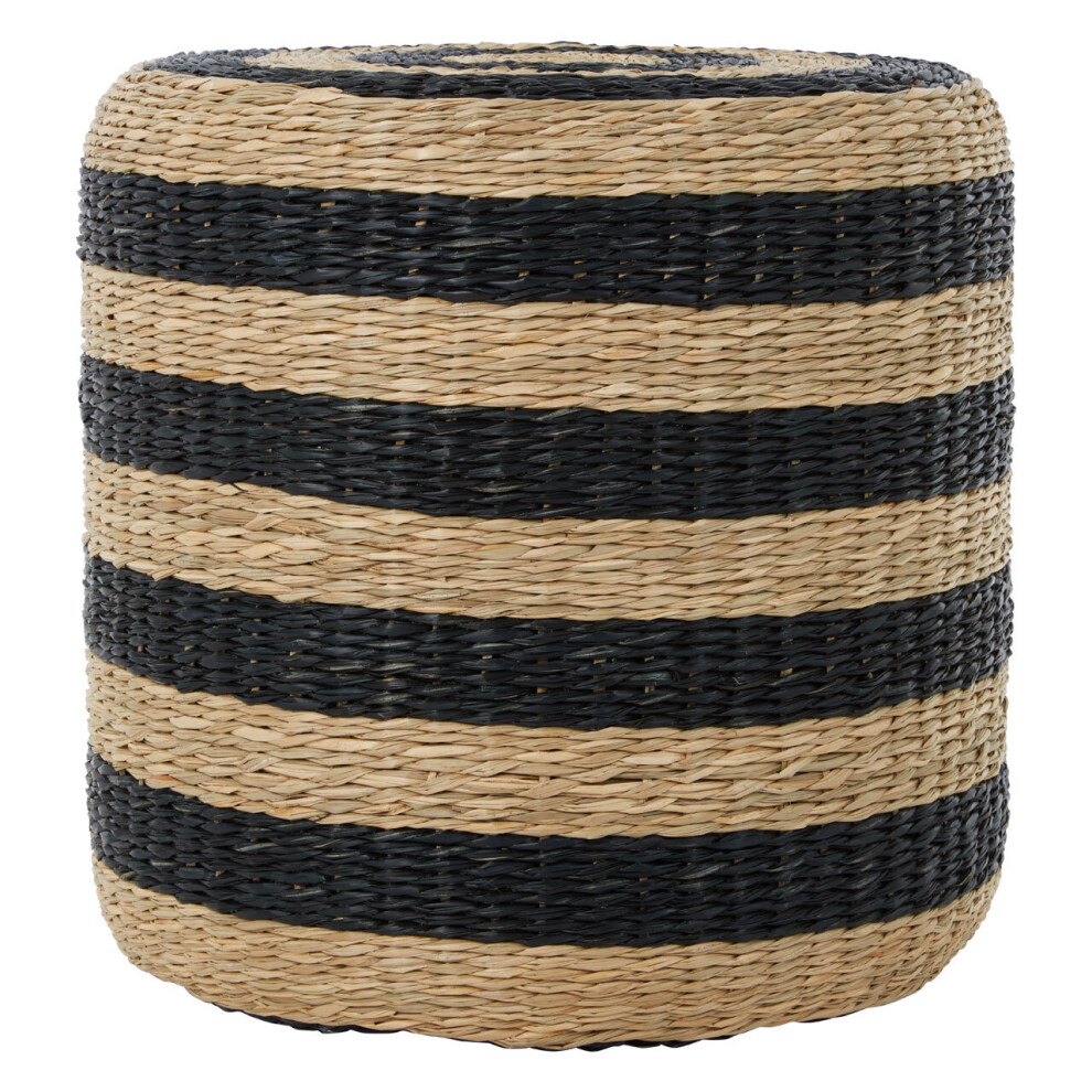 Stripe Seagrass Pouffe, Comfortable footrest seagrass pouffe,Easy to move woven stool, Versatile stool-image-OPC-P8Z7677-NEW