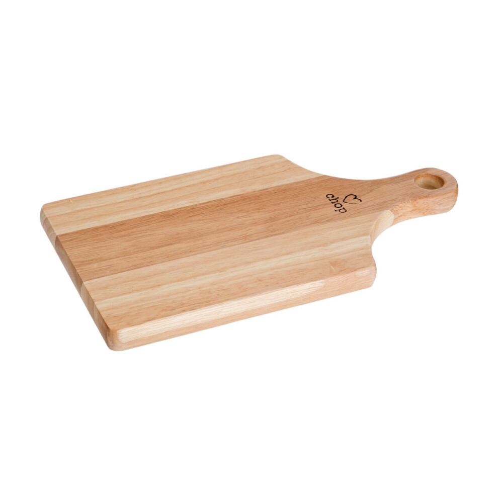 Small Rubberwood Paddle Chopping Board, Cutting Board for Kitchen, Stylish Natural Wood Chopping Board