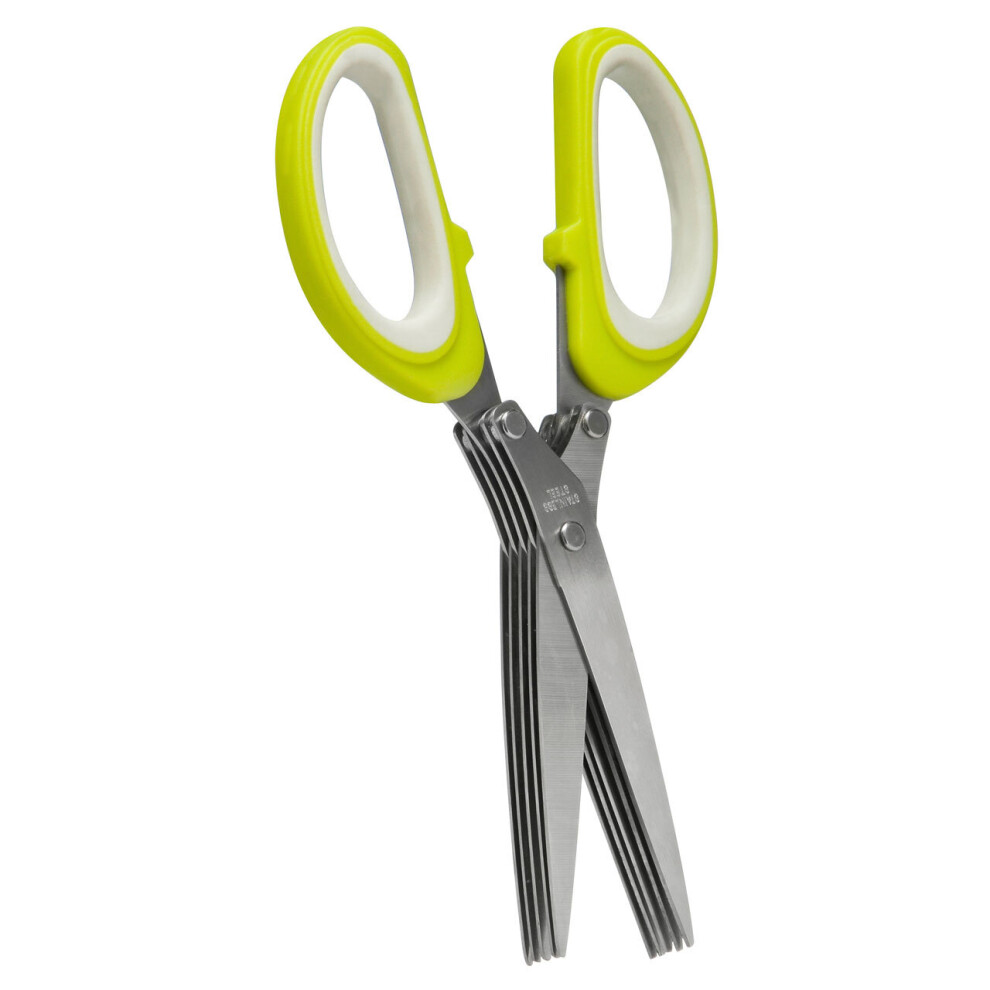Lime Green and White Herb Scissor, 5-Blade Multipurpose Best Kitchen Scissor, Kitchen Salad Scissors Uk