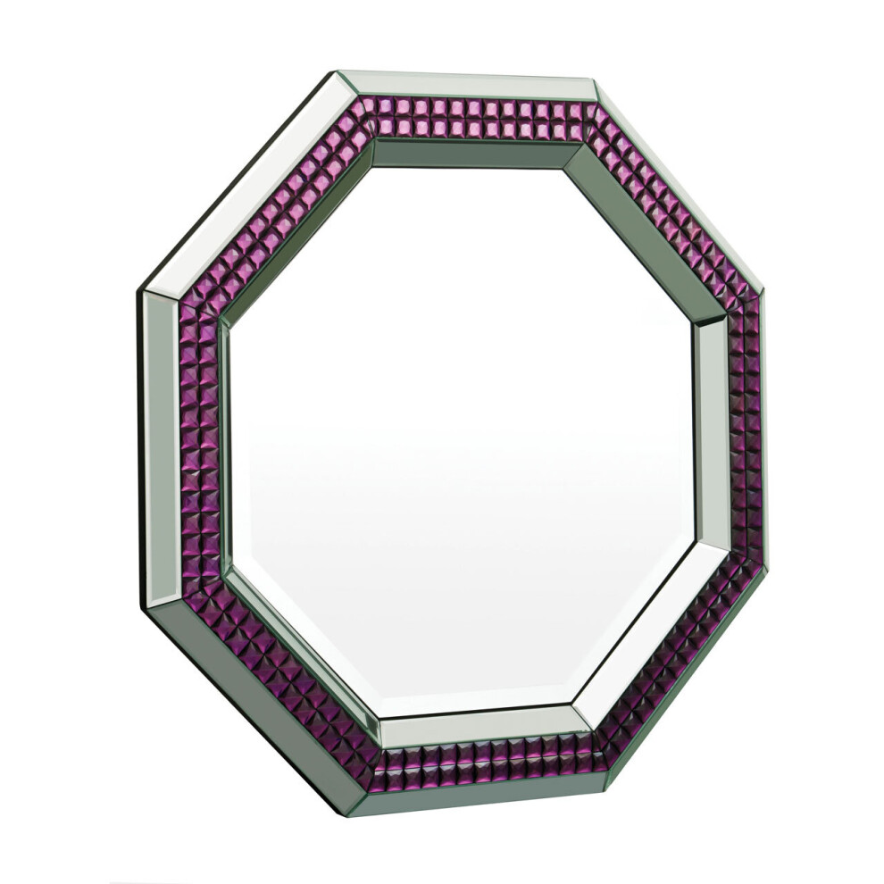 Premier Housewares Purple and Clear Mirrored Glass Octagonal Mirror