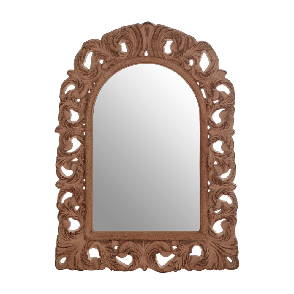 Premier Housewares Antique Brown Arc Leaf Wall Mirror