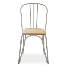 Lightweight Grey Finish Metal Frame Dining Chair, Comfy Outdoor Chair Metal, Effortless Cleaning Metal chair