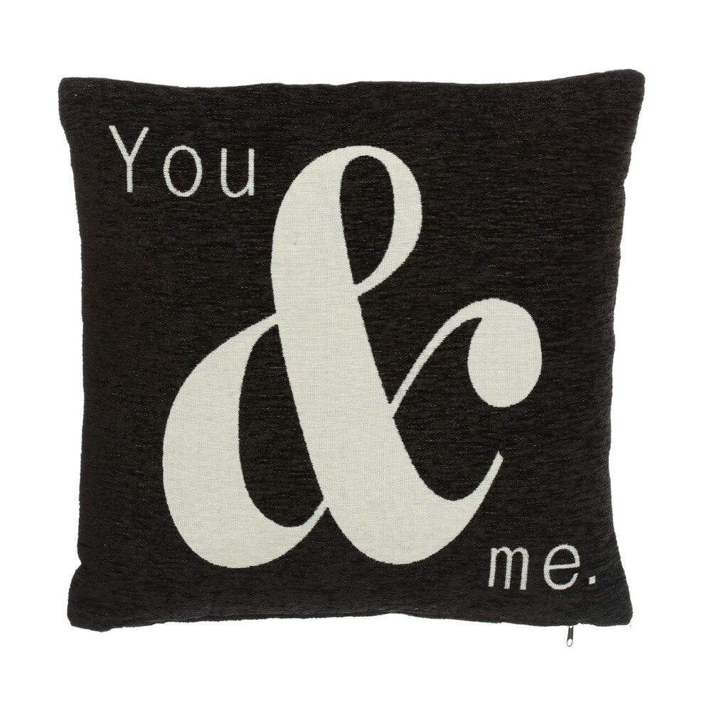 Premier Housewares Words 'You & Me' Black Cushion
